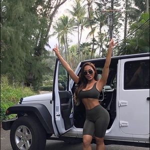 Fashion nova biker olive green set